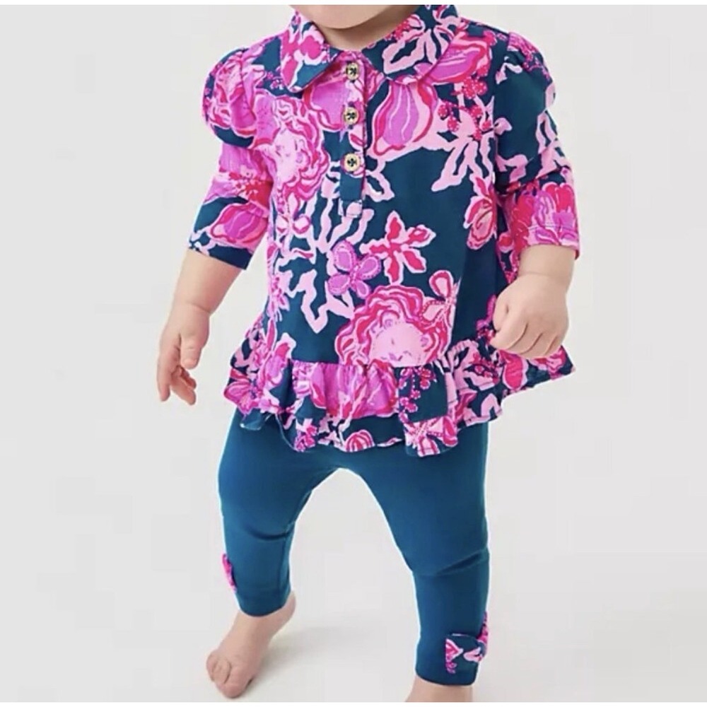 Lilly Pulitzer Floral Popover Mags Tunic Cotton Roll Sleeve Vacay Beach Button